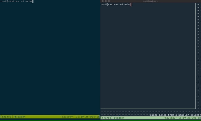 echoing with tmux and ssh